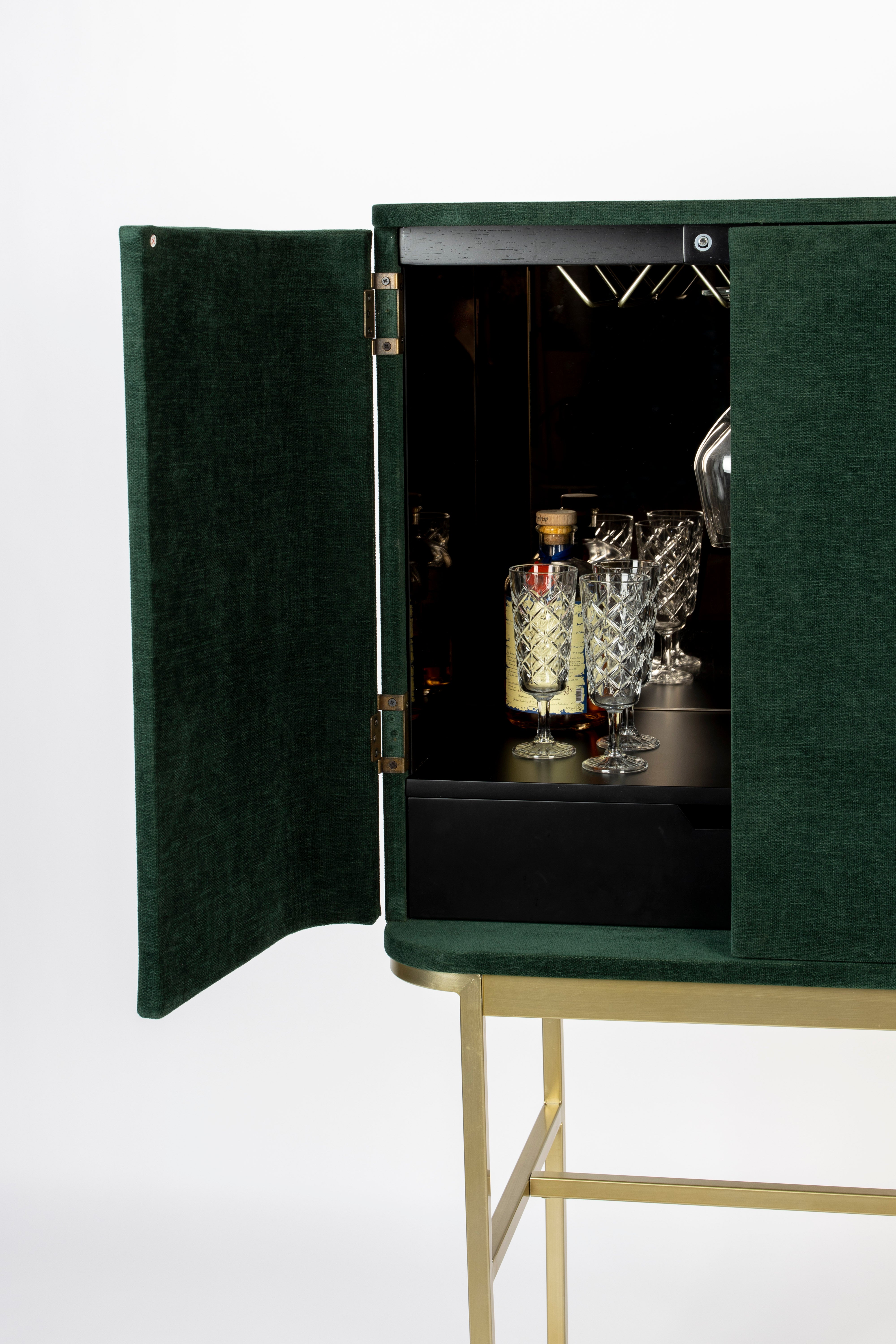 Bold Monkey Ava Morgana Green Velvet Drinks Cabinet